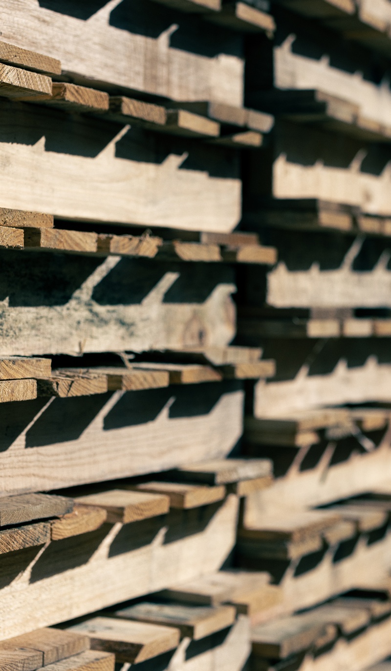 Machinery cutting a pallet